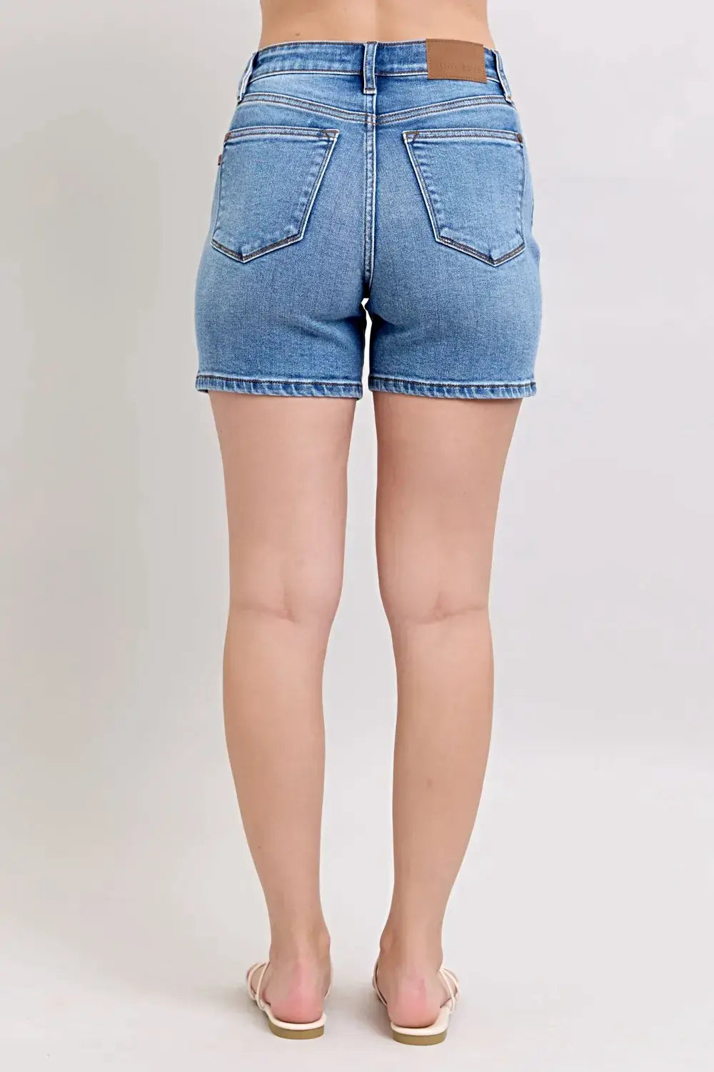 Judy Blue Full Size 2 Button Denim Shorts with Pockets Plus Size -