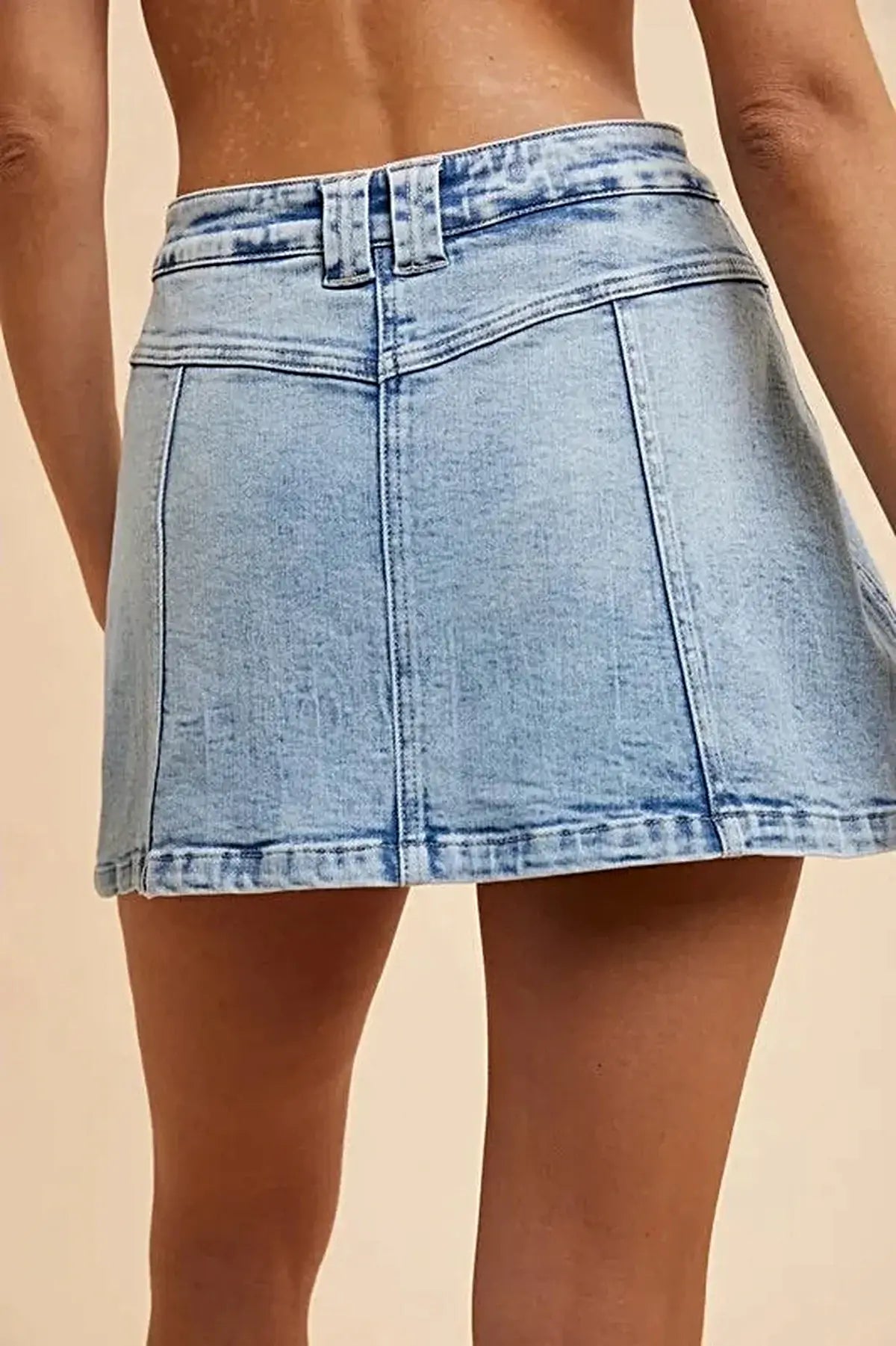 Annie Wear Button Detail Stretch Denim Wrap Mini Skort -