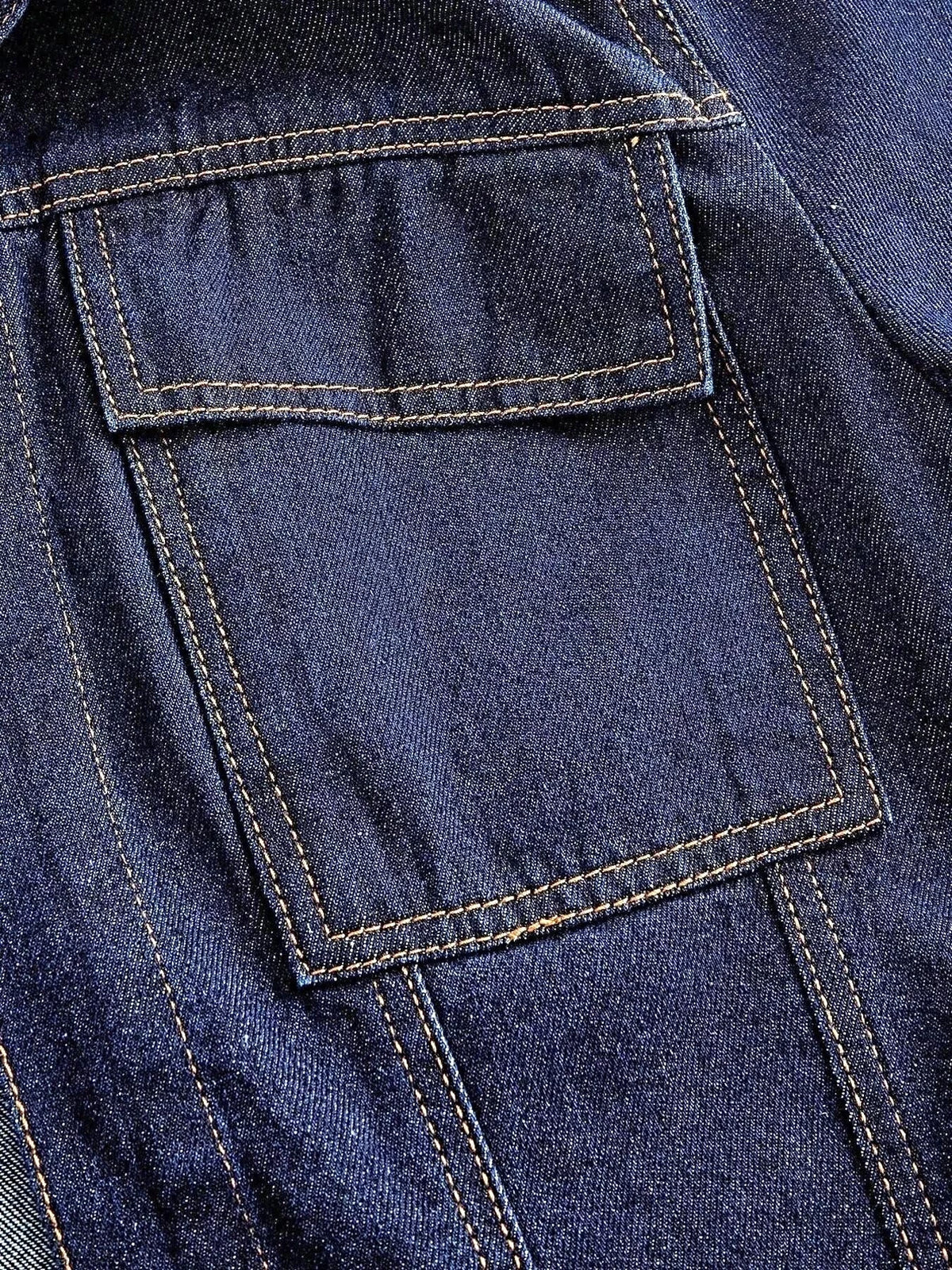 Tie Waist Long Sleeve Denim Jacket -