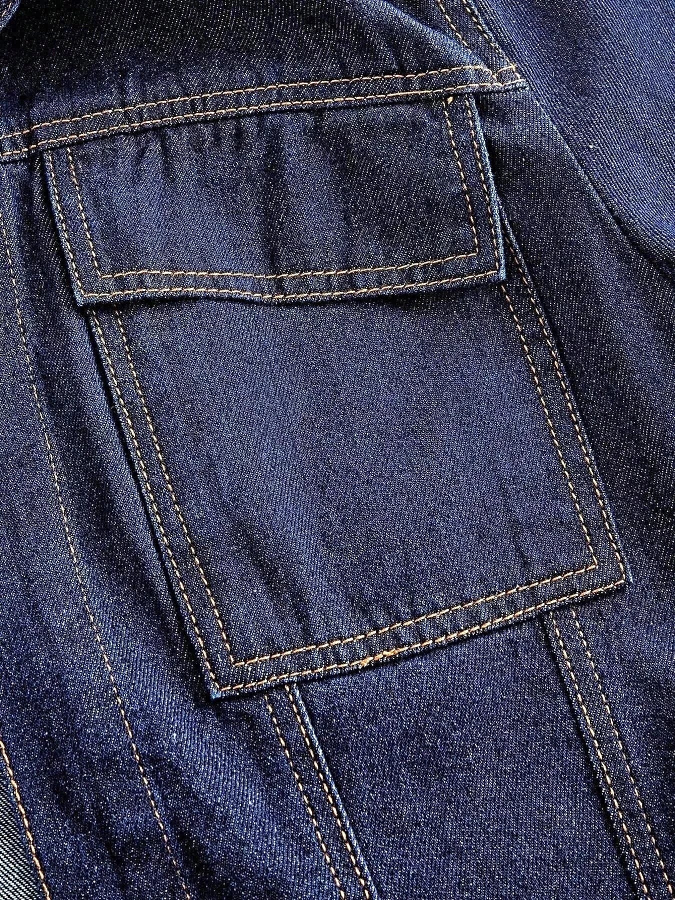 Tie Waist Long Sleeve Denim Jacket -