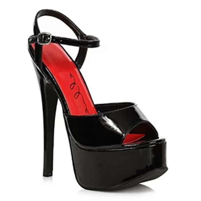 Ellie Shoes 652-Juliet 6.5" Stiletto Heel Women's Sandals in classic black, designed with an open toe and high platform for ultimate style. Ideal for those wanting to elevate their outfit with elegant women's stiletto sandals.