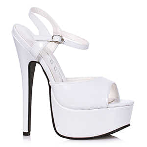 Ellie Shoes 652-Juliet 6.5" Stiletto Heel Women's Sandals in pristine white, featuring an open toe and high platform for refined style. The luxury option for women wanting sophisticated women's stiletto sandals.