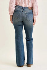 Judy Blue Mid Rise Flare Jeans with Front Flap Pockets -