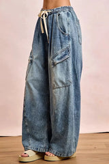 BiBi Baggy Barrel Jeans With Cargo Pockets -