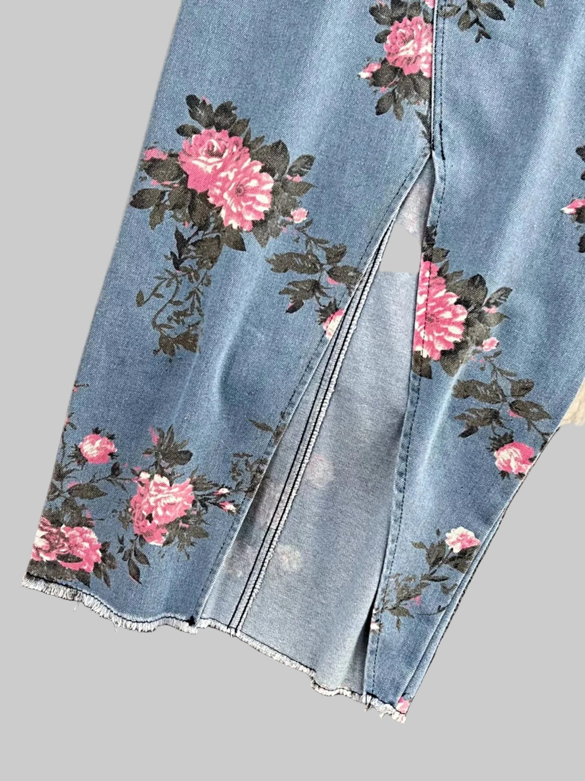 Floral Print Sweetheart Neck Cami and Skirt Denim Set -