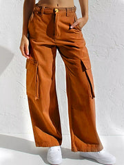 High-Waisted Wide Leg Cargo Jeans -