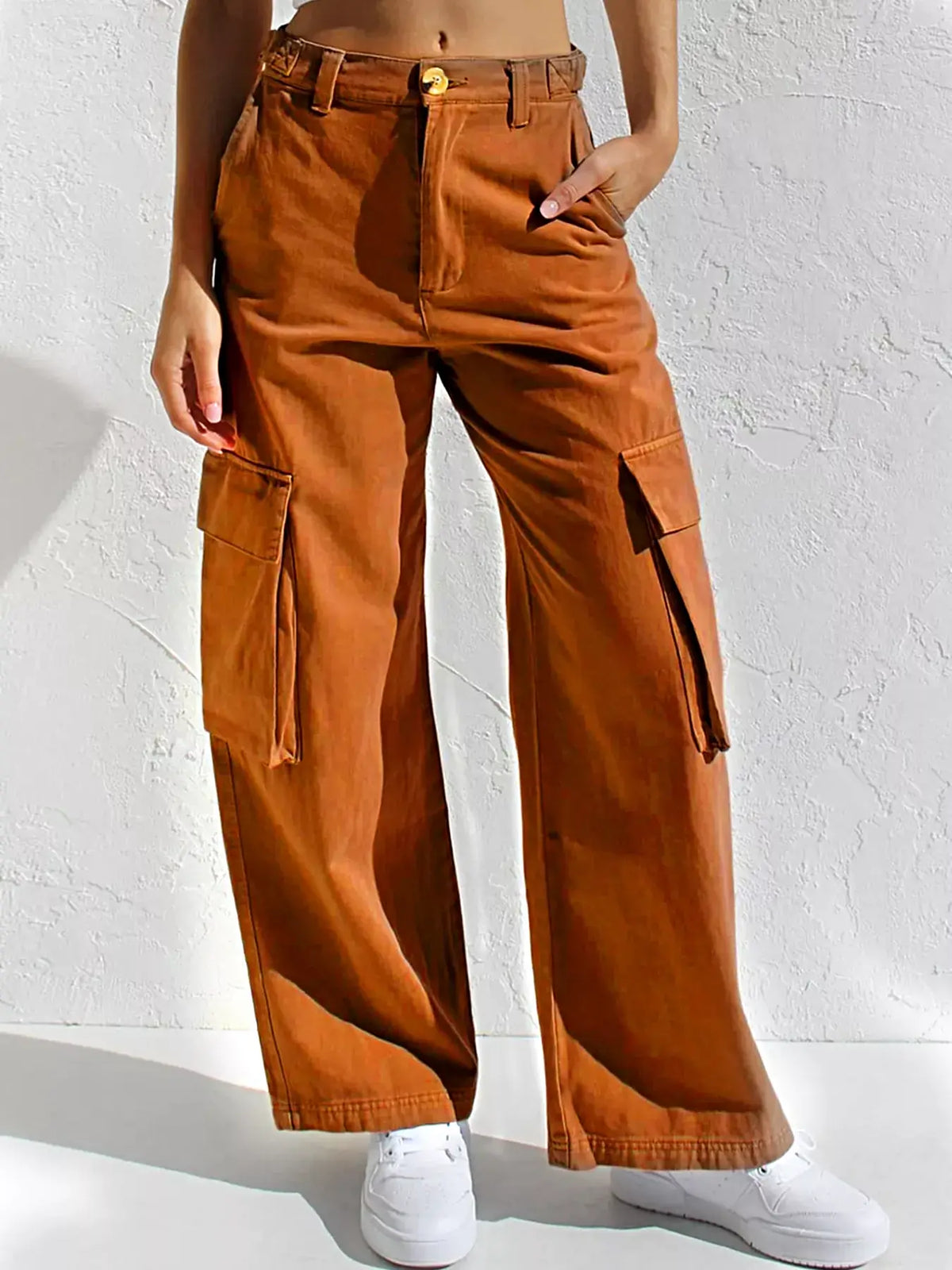 High-Waisted Wide Leg Cargo Jeans -