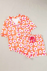 Pocketed Flower Half Sleeve Top and Shorts Lounge Set -