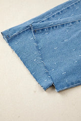 Distressed Detail Tummy Control Raw Hem Jeans -