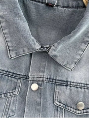 Button Front Short Sleeve Denim Romper -