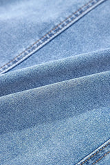 Elegant Square Neck Wide Strap Denim Dress for Women - Classic Style with Zipper Closure -