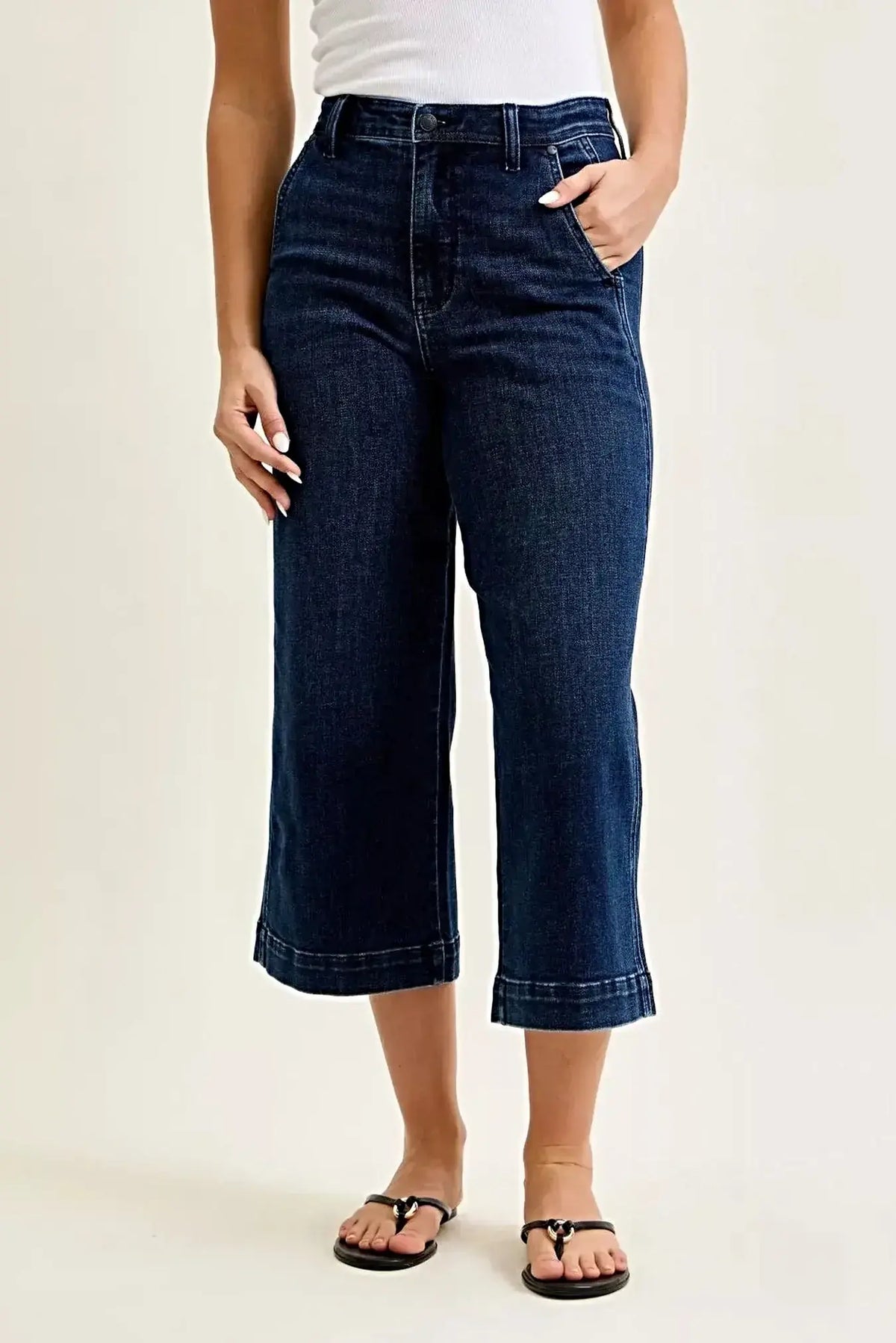 Judy Blue High Waist Ankle Wide Jeans -