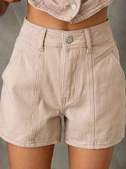 Sleeveless Button-Up Top and Shorts Denim Set -