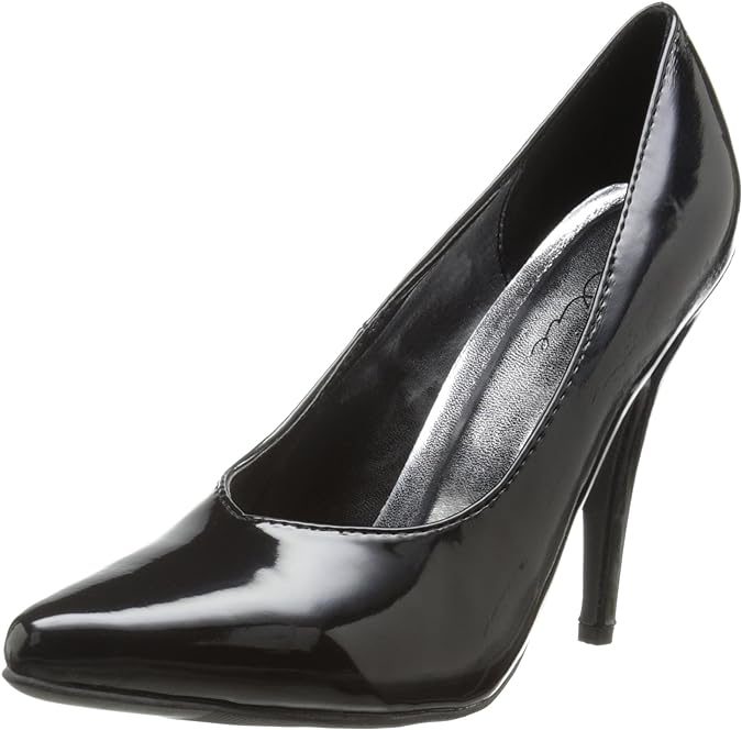 Ellie Shoes E-8220 5 Inch Heel Pumps in sleek black patent leather, perfect for adding a touch of elegance to any outfit.