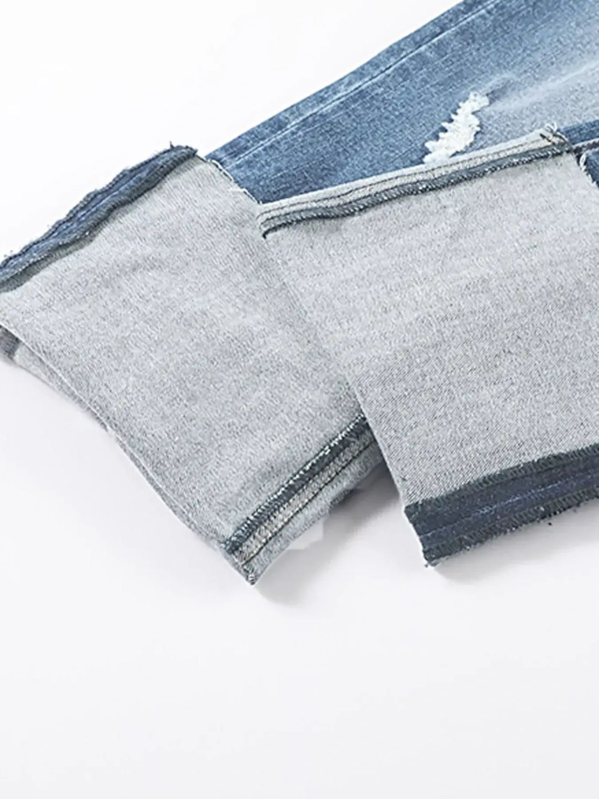 High Waist Distressed Straight Leg Jeans -