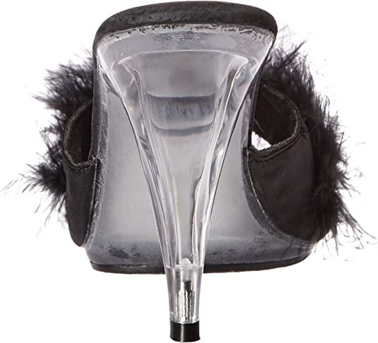 Ellie Shoes IS-E-361-Sasha 3.5 inch Heel Maribou Slippers, Black/Clear heel, Size 7 Ellie Shoes