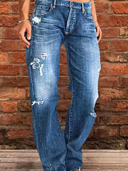 Full Size Distressed Raw Hem Jeans Plus Size -