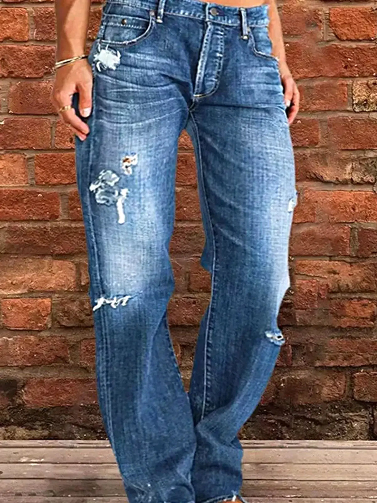 Full Size Distressed Raw Hem Jeans Plus Size -