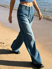 Frayed Hem Wide Leg Jeans -