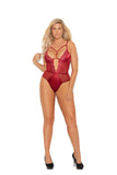 Elegant Moment 7093– 77093X Mesh, lace and satin teddy with underwire cups