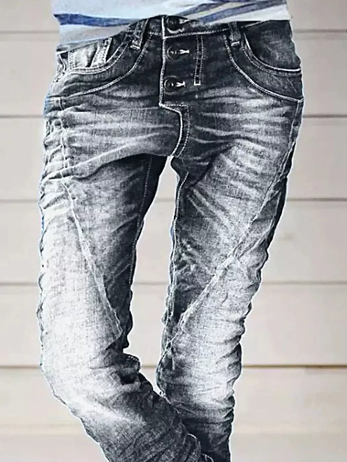 Full Size Washed Button-Fly Jeans Plus Size -