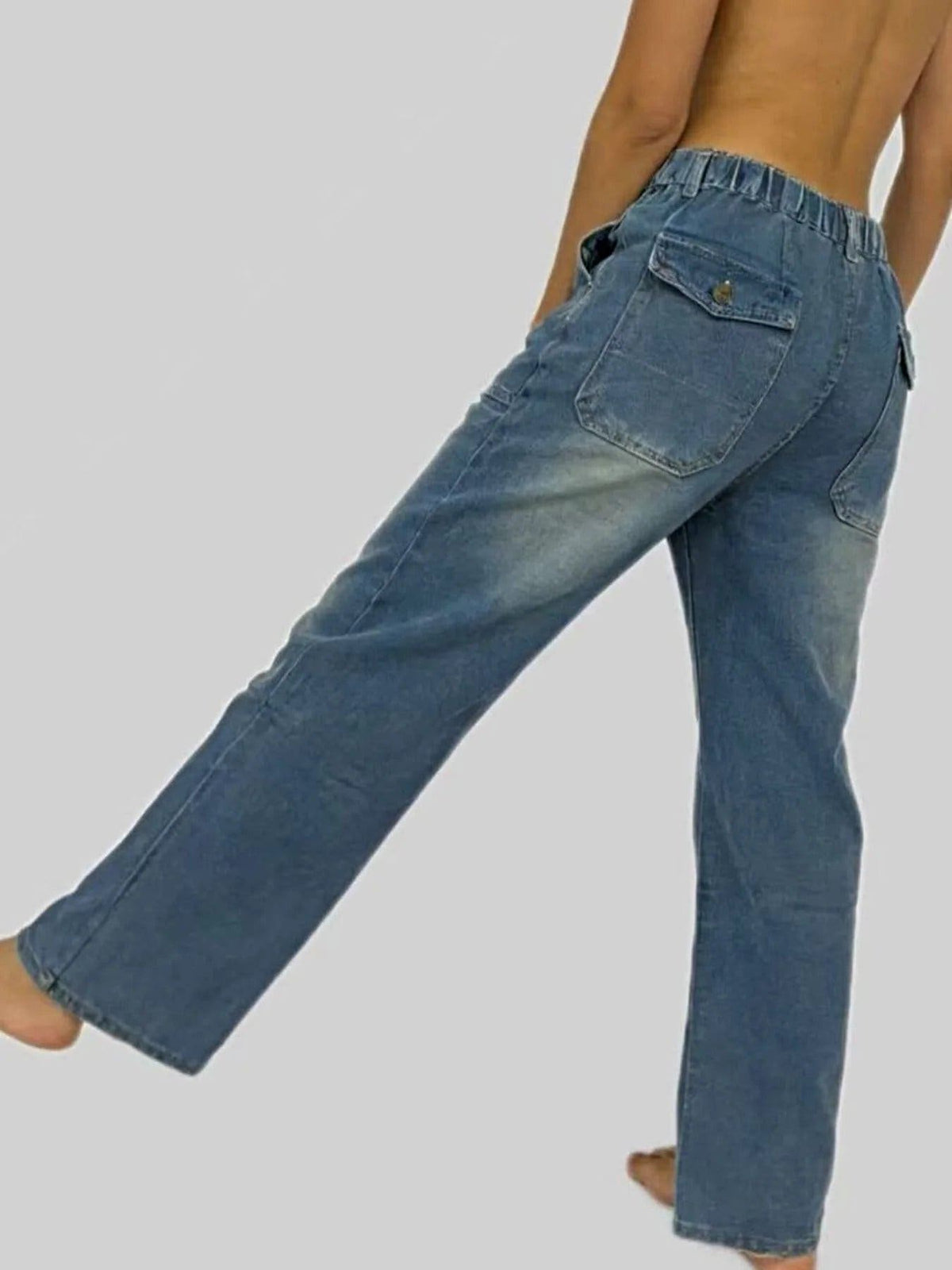 Wide Leg Contrast Stitching Jeans -