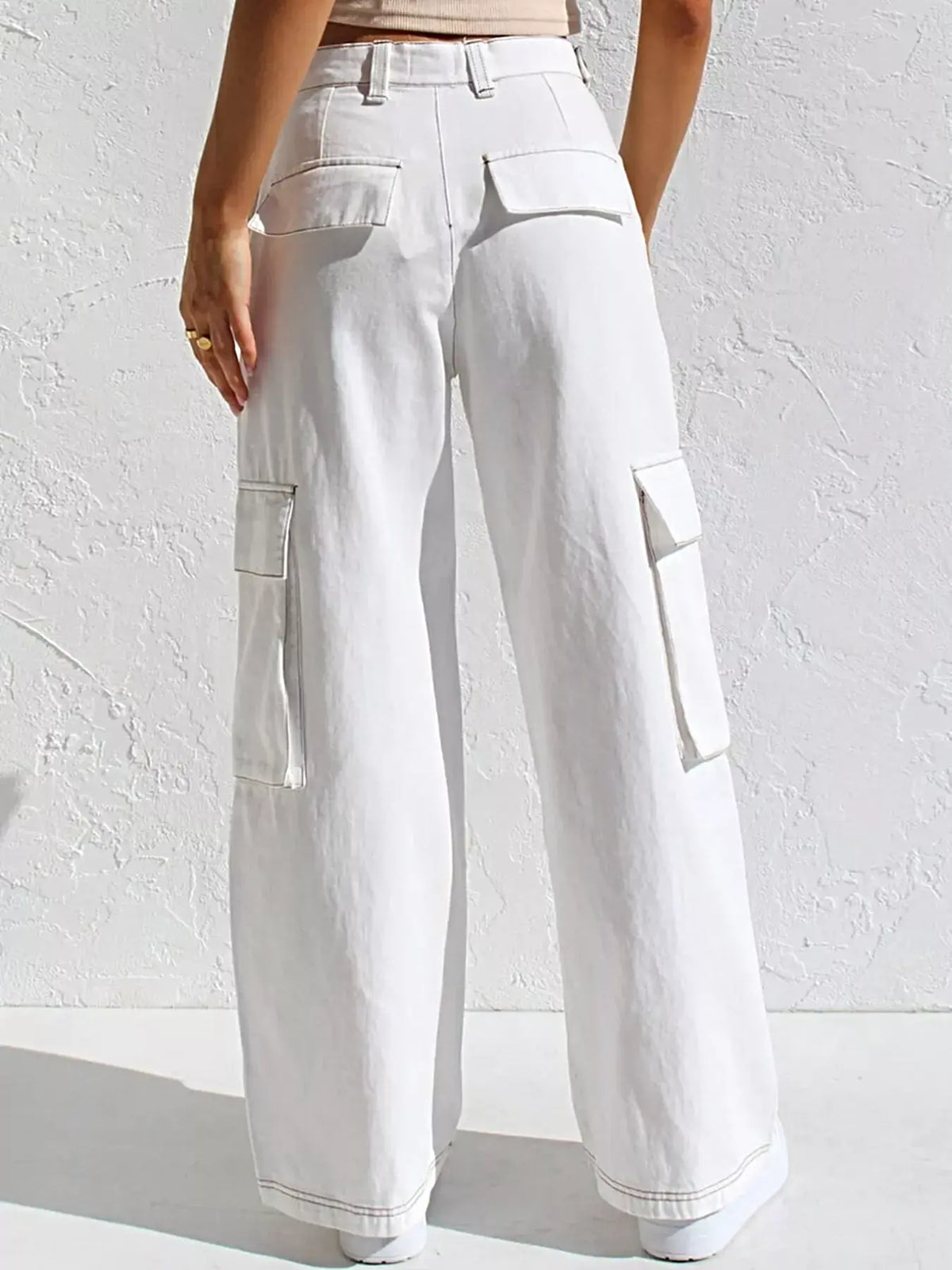 High-Waisted Wide Leg Cargo Jeans -