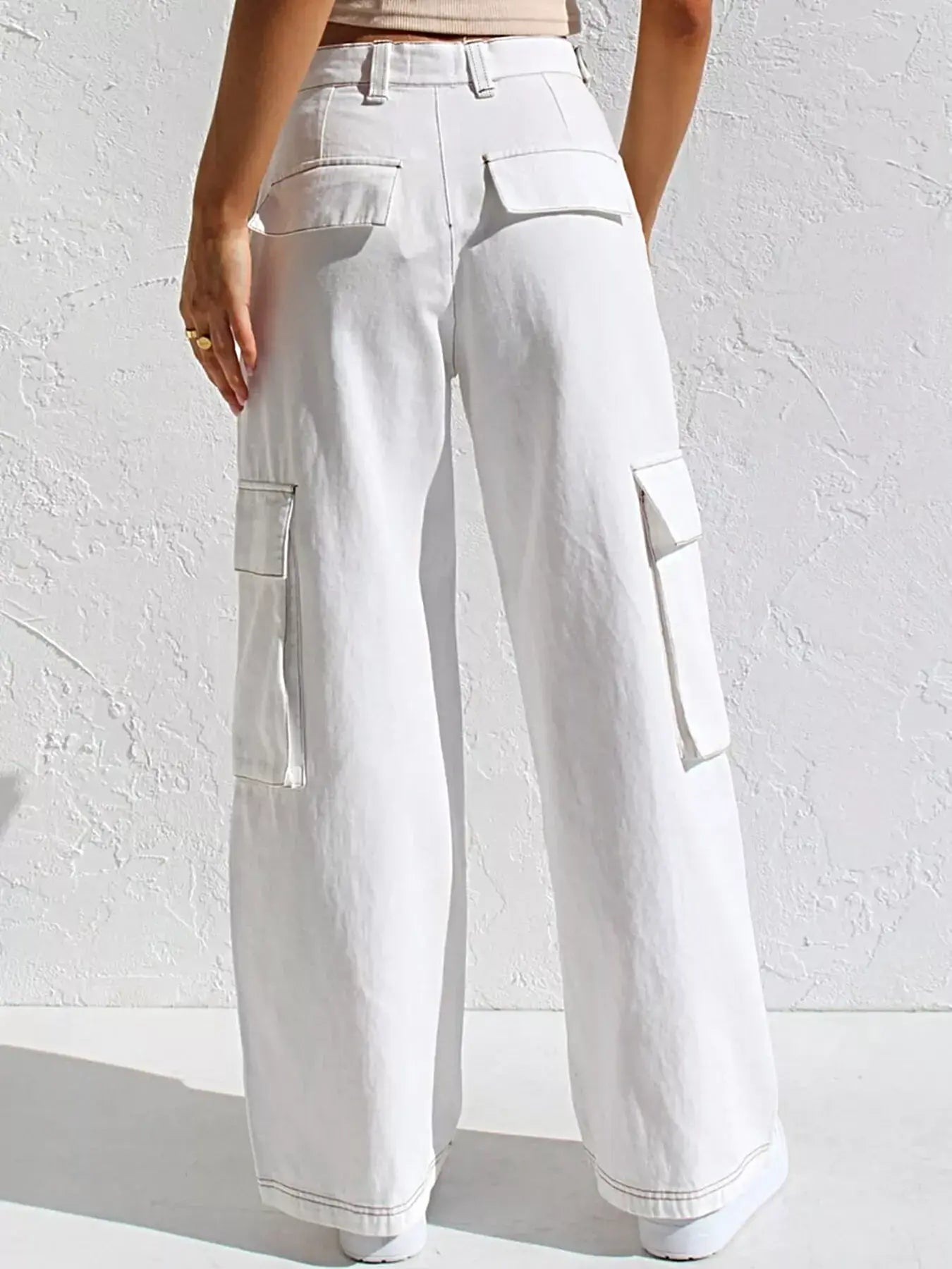 High-Waisted Wide Leg Cargo Jeans -
