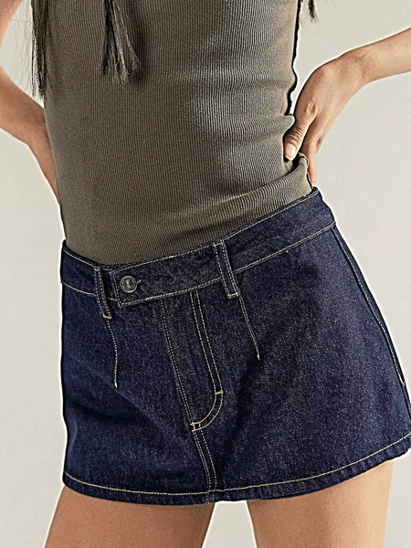 Classic Wash Denim Mini Skort -