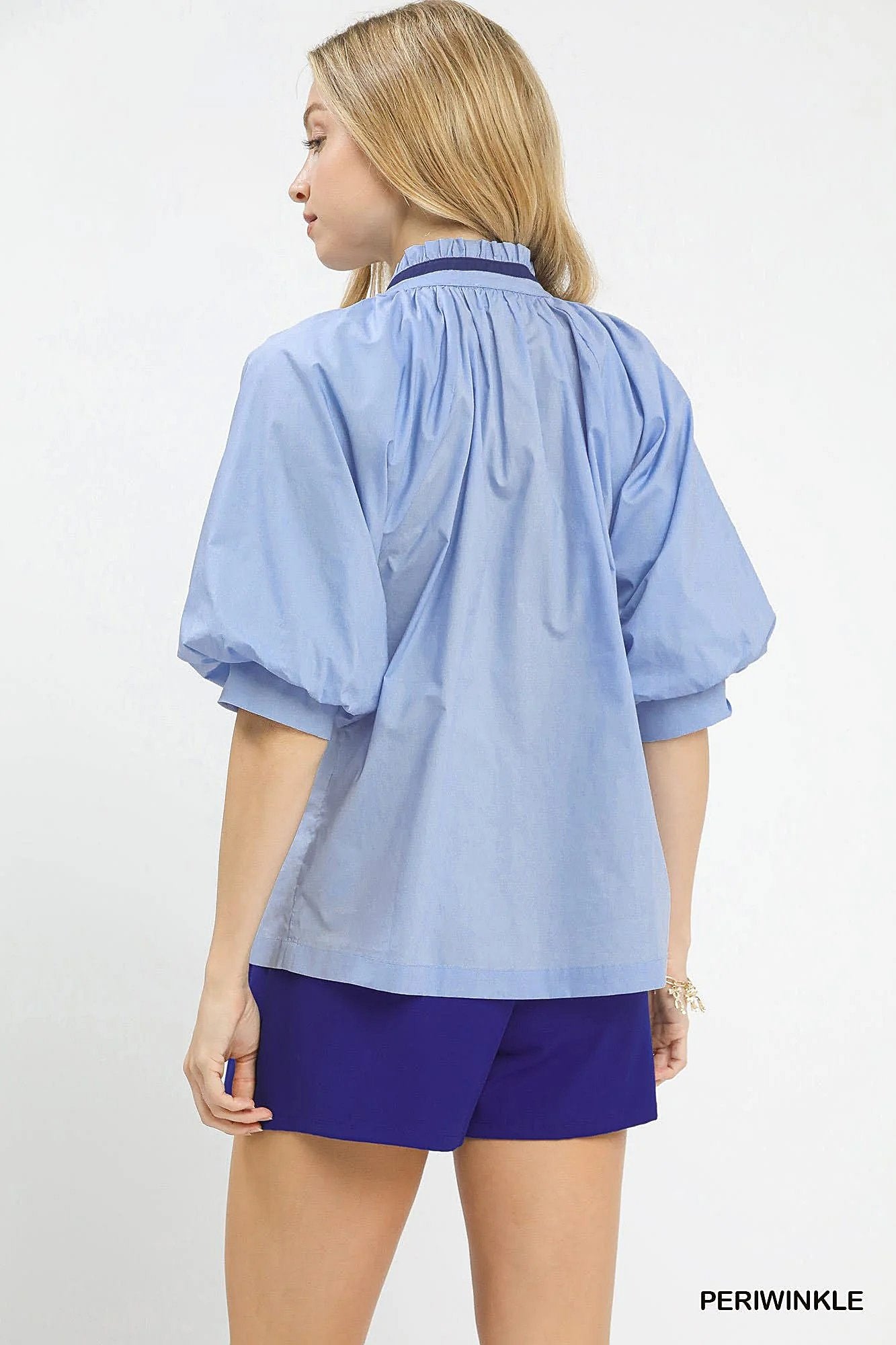 Umgee Embroidered Floral V-Neck Blouse -