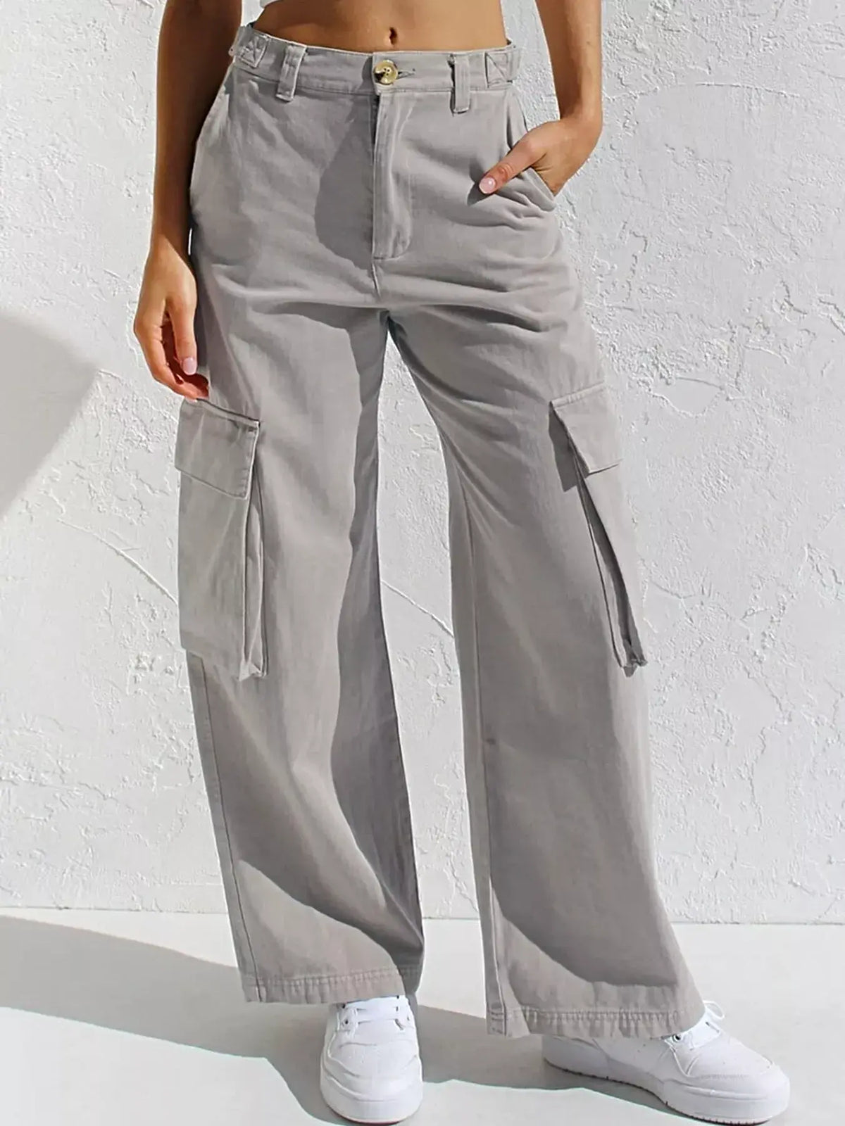 High-Waisted Wide Leg Cargo Jeans -