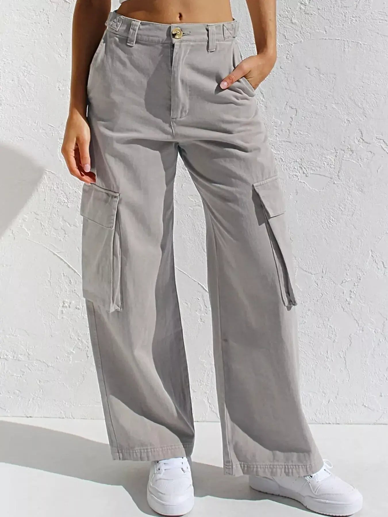 High-Waisted Wide Leg Cargo Jeans -