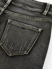 High Waist Distressed Straight Leg Jeans -