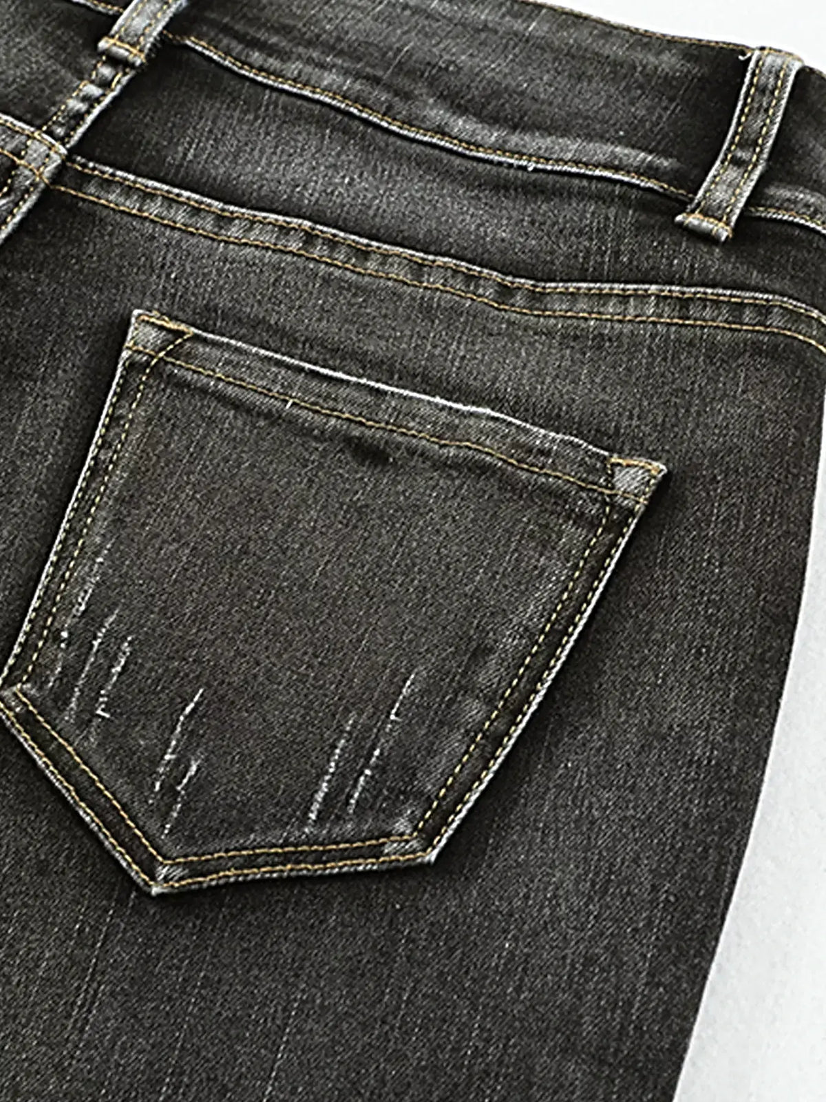 High Waist Distressed Straight Leg Jeans -