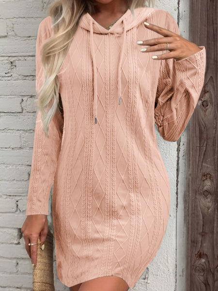 Drawstring Hooded Sweater Dress