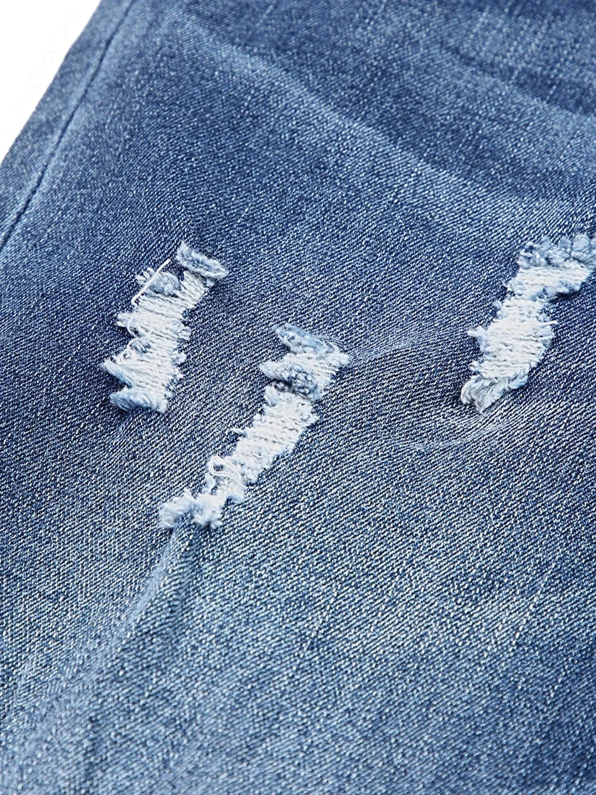 High Waist Distressed Straight Leg Jeans -