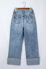 Cuffed Straight Loose Jeans -