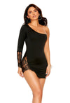 Elegant Moments 80042 – 80042X Küçük Siyah Likralı tek omuz mini elbise