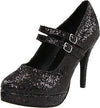 IS-E-421-Jane-G 4 Double Strap Glitter Mary Jane, Black, Size 9 Ellie Shoes