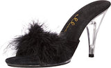 Ellie Shoes IS-E-361-Sasha 3.5 hüvelykes sarkú Maribou papucs, fekete/átlátszó sarok, 7-es méretű Ellie cipő