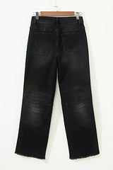 Frayed Cropped Straight Jeans -