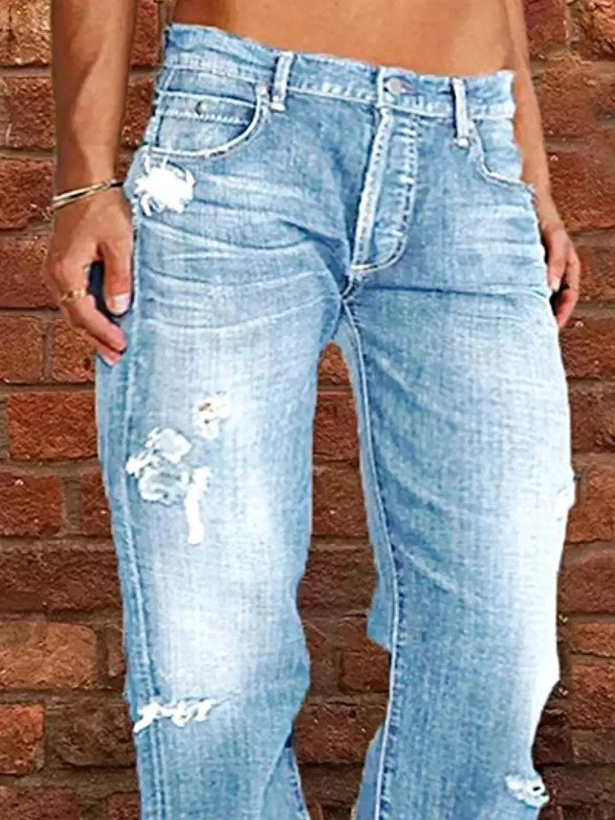 Full Size Distressed Raw Hem Jeans Plus Size -