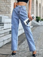 Distressed High Waist Jeans -