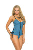 Elegant Morments IS-497X Zip Front Bustier with Side Tie. Aqua, 2X  Reg.$40