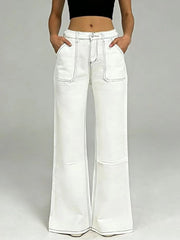 Wide Leg Contrast Stitching Jeans -