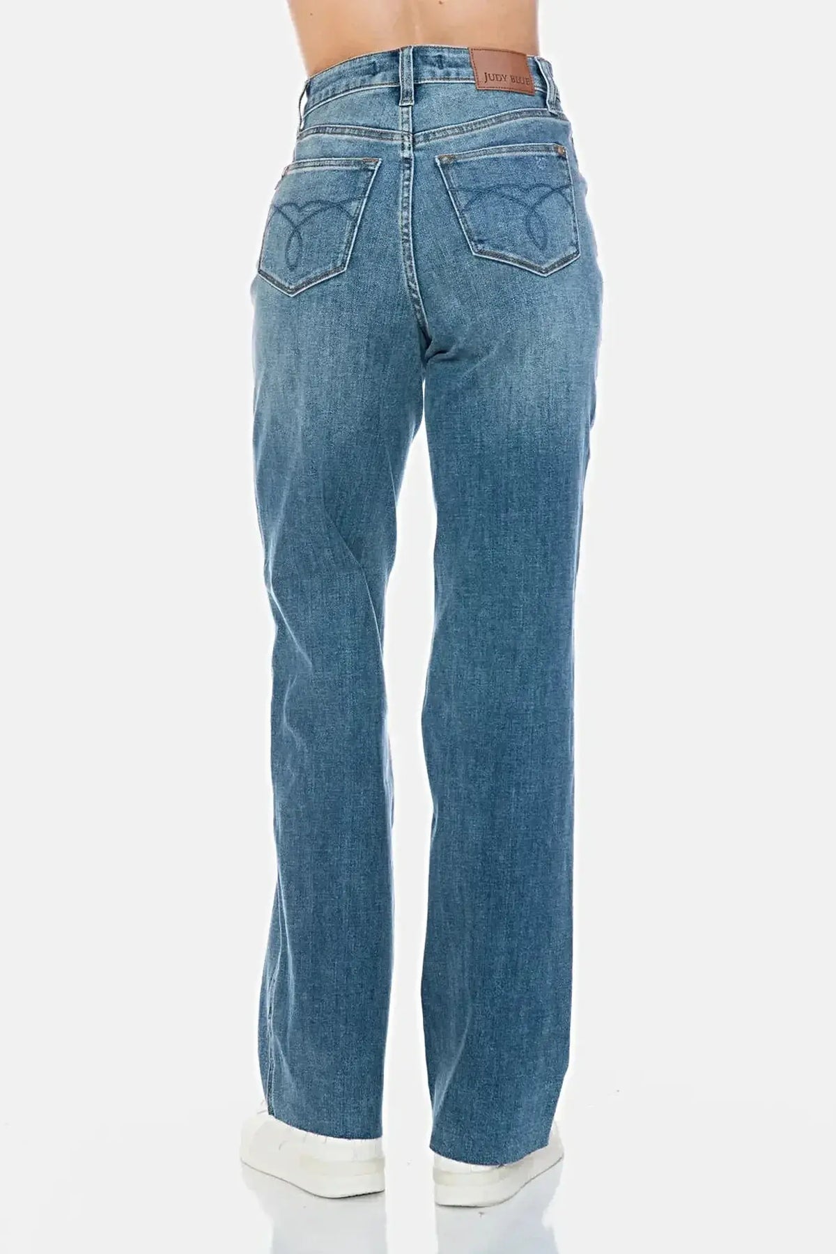 Judy Blue Full Size Tummy Control Cut Raw Hem Straight Jeans -
