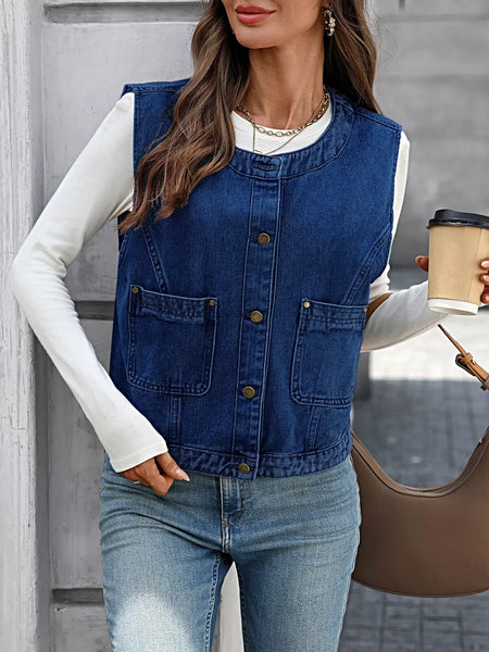 Button-Down Denim Vest -