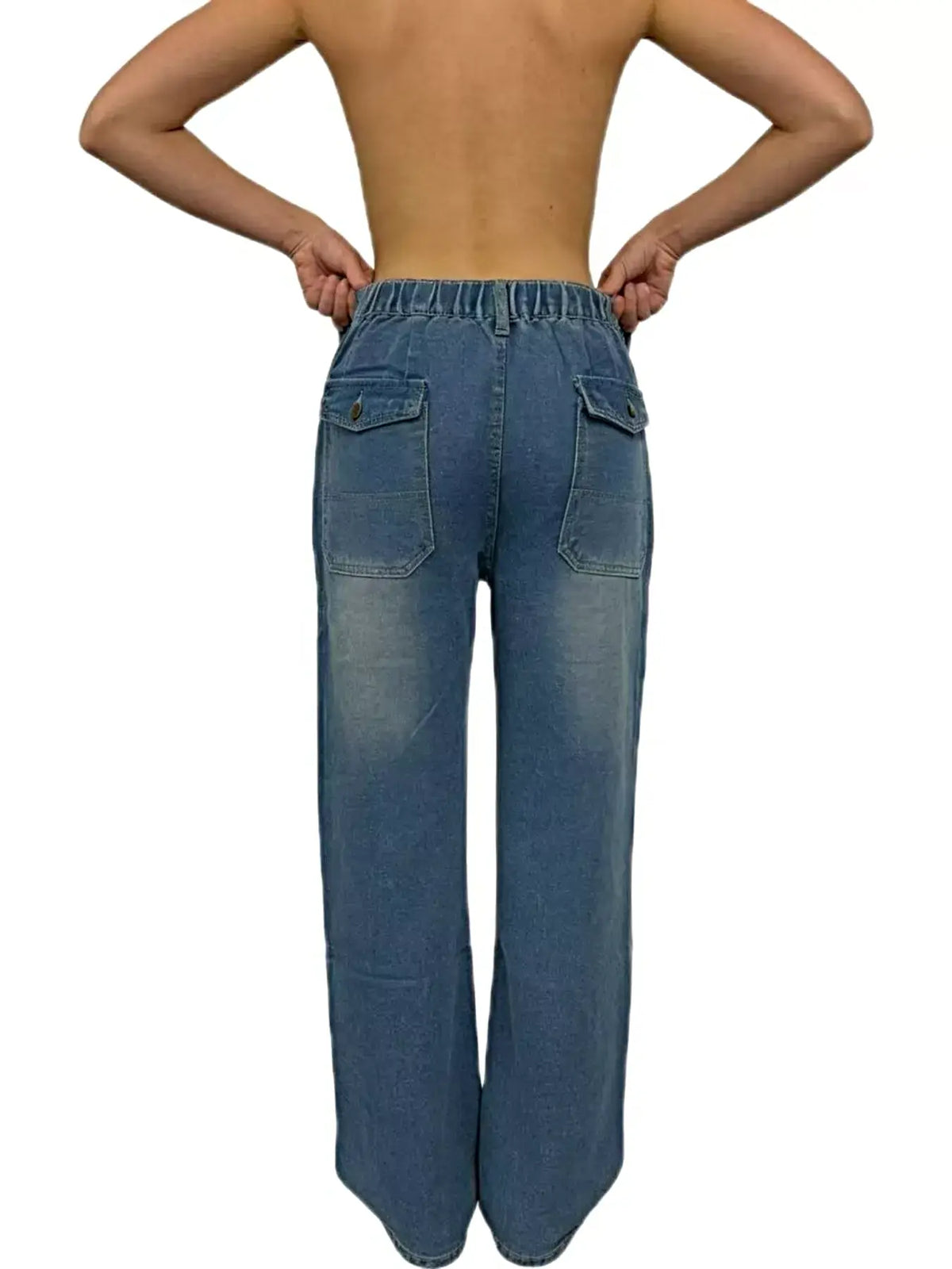 Wide Leg Contrast Stitching Jeans -