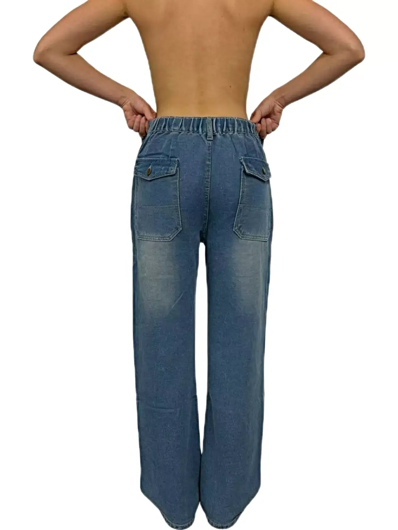 Wide Leg Contrast Stitching Jeans -