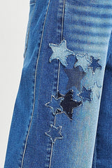 RISEN Elastic Band Slouchy Cropped Barrel with Star Patch -
